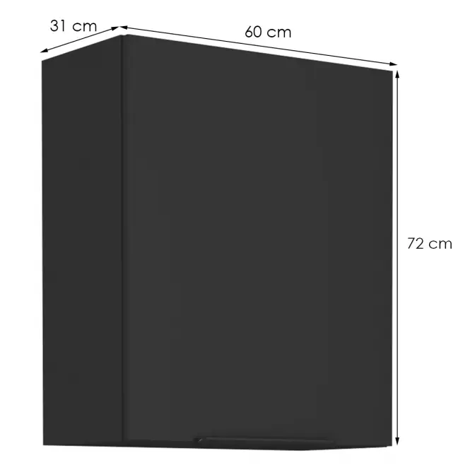 Kuhinjski ormarić Siena crni mat 60g-72 1f,2