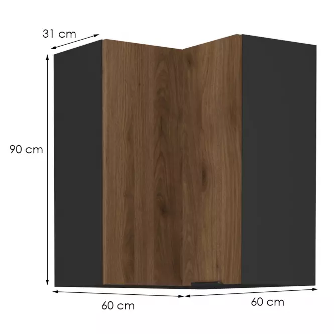 Kuhinjski ormarić Monza orah okapi 60x60 Gn-90 1f (90°),2