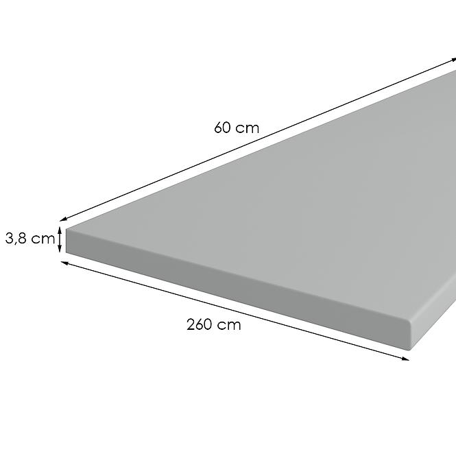 Radna ploča 260 cm/38 mm Inox siva F76112