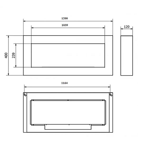 Bio-kamin 1200x400 box crni mat
