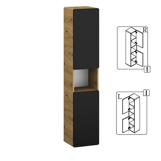 Visoki ormar Bronx 35 hrast-mat crni