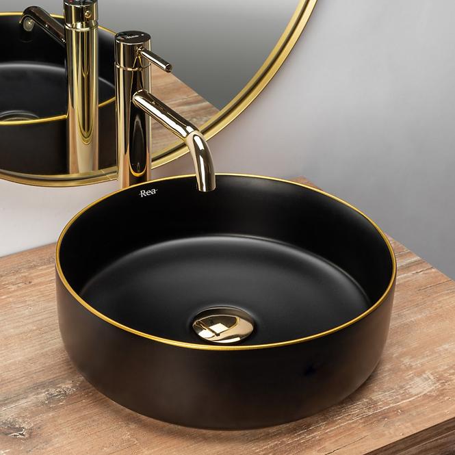 Nadgradni umivaonik Sami Black Matt/Gold Edge