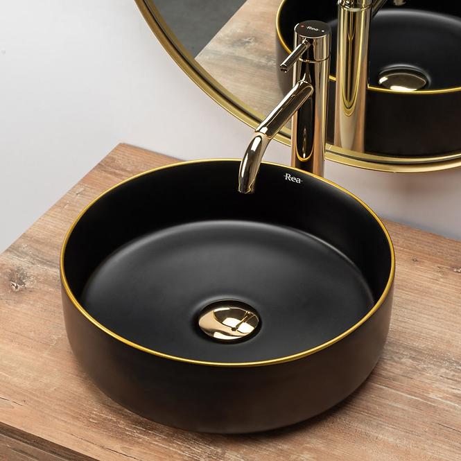 Nadgradni umivaonik Sami Black Matt/Gold Edge