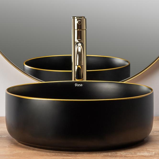 Nadgradni umivaonik Sami Black Matt/Gold Edge