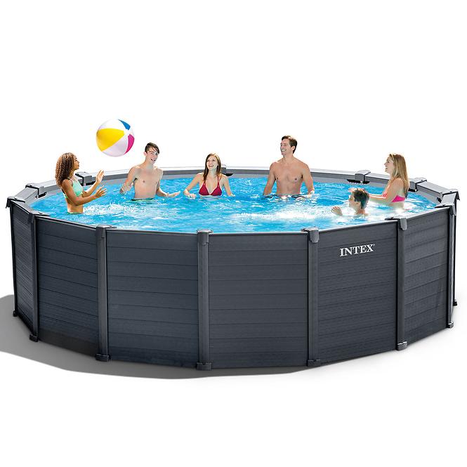 Intex montažni bazen s pumpom, Intex Graphite Gray, okrugli, 478 x 124 cm, 26384GS