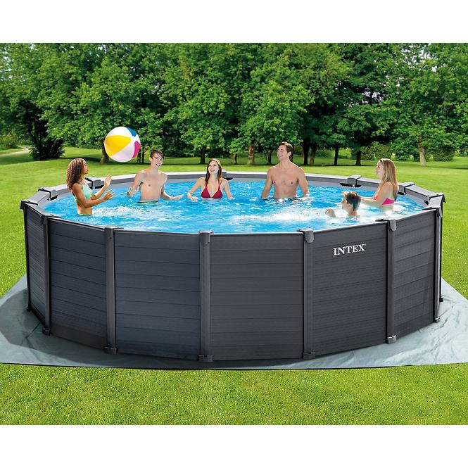 Intex montažni bazen s pumpom, Intex Graphite Gray, okrugli, 478 x 124 cm, 26384GS