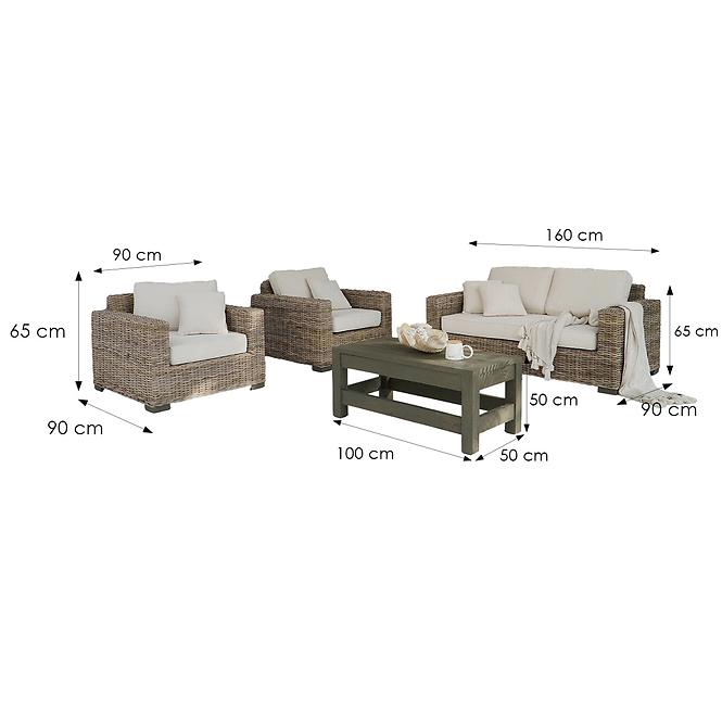Set od prirodnog ratana Capucine 2+1+1