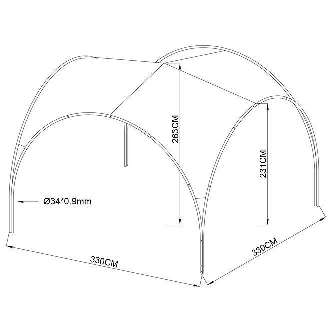 Vrtni paviljon SPORT 3,3x3,3 bež