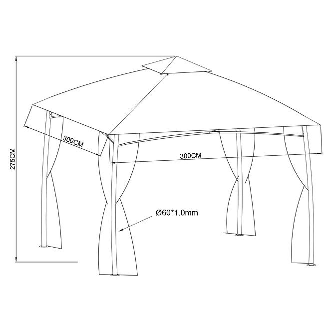 Vrtni paviljon 3x3 m bež