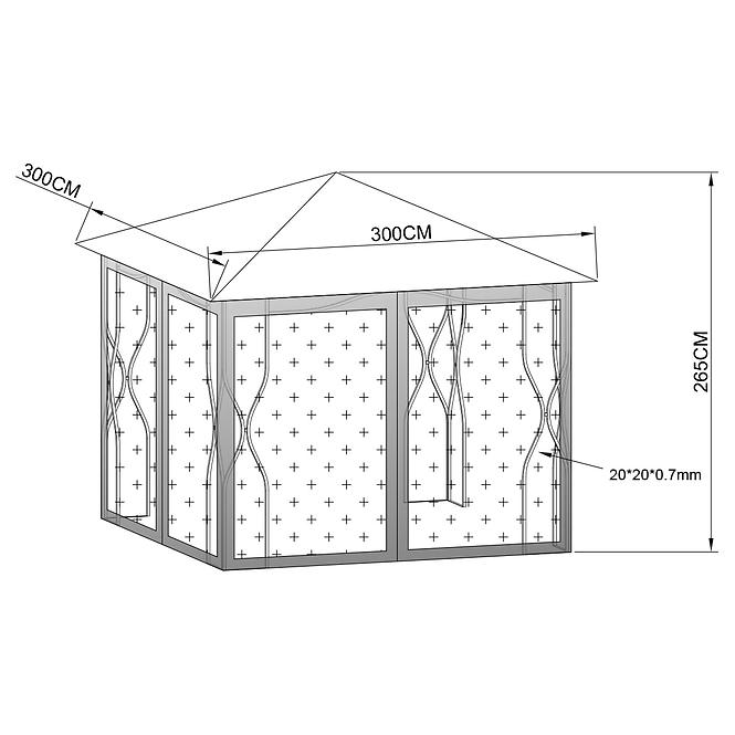 Vrtni paviljon 3x3 m bež