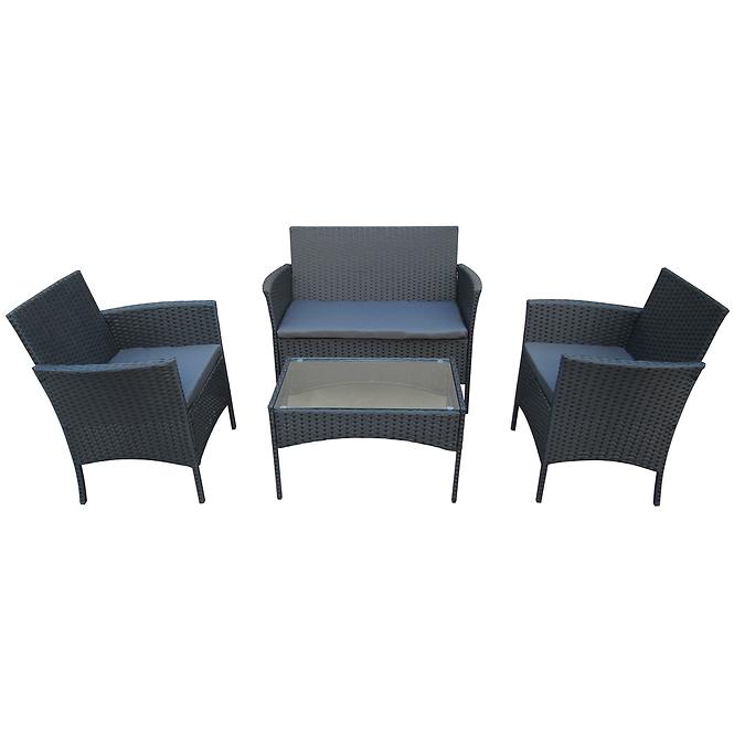 Set od umjetnog ratana 2+1+1 crni