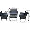 Set od umjetnog ratana 2+1+1 crni,2
