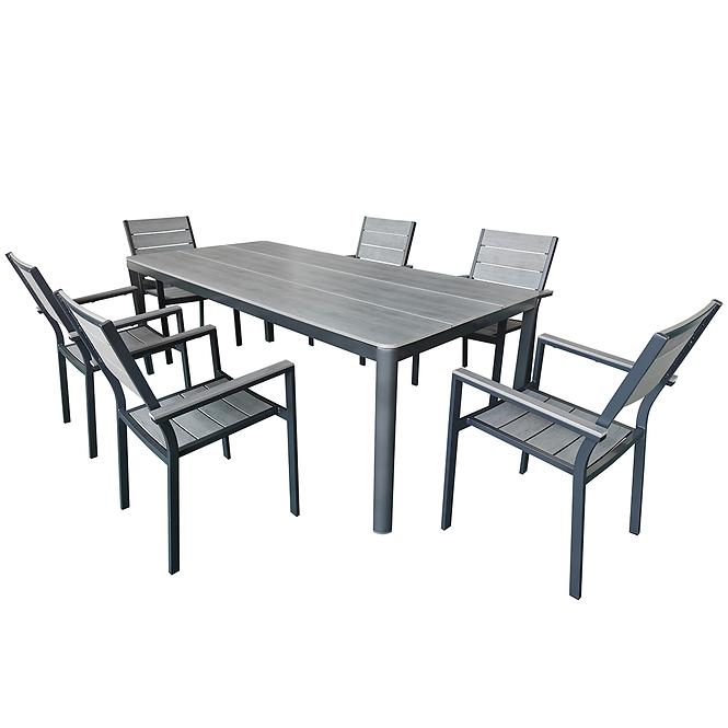 Aluminijski stol s pločom od polywooda 180 x 100 x 74 cm sivi