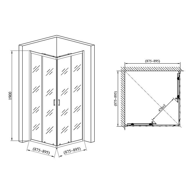 Tuš kabina Point 90x90x190 chrom