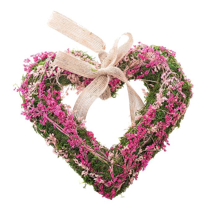 Viseće srce sa suhim cvijećem (mahovina) 20 cm hea006