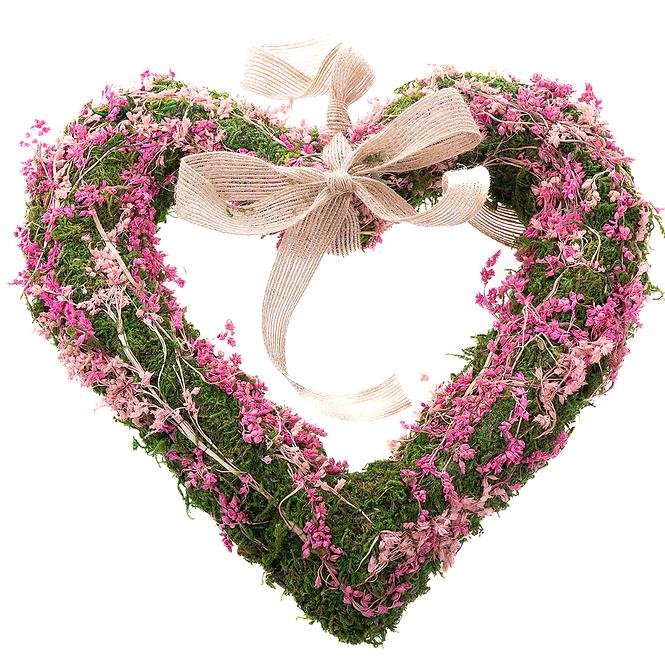 Viseće srce sa suhim cvijećem (mahovina) 25 cm hea005