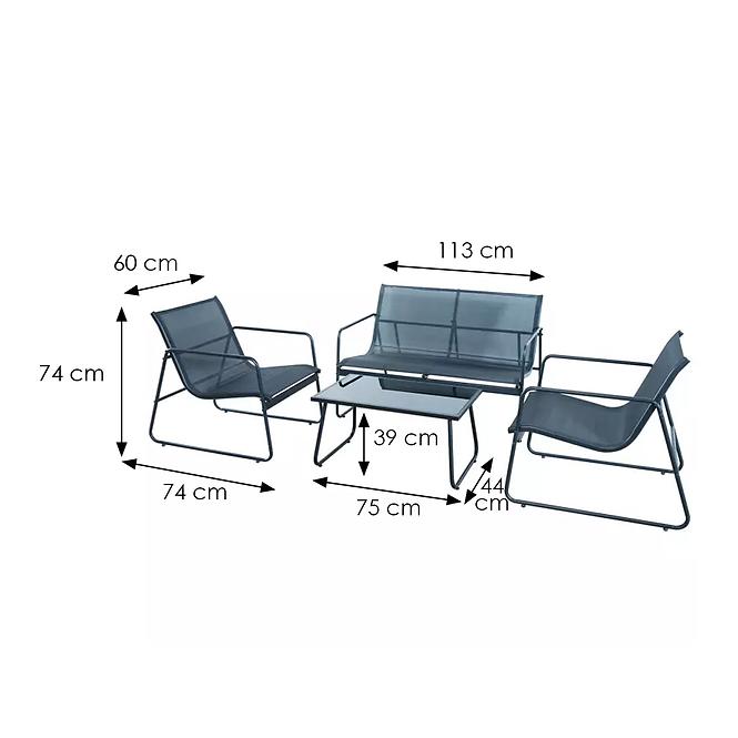 Set vrtnog namještaja 2+1+1 crni