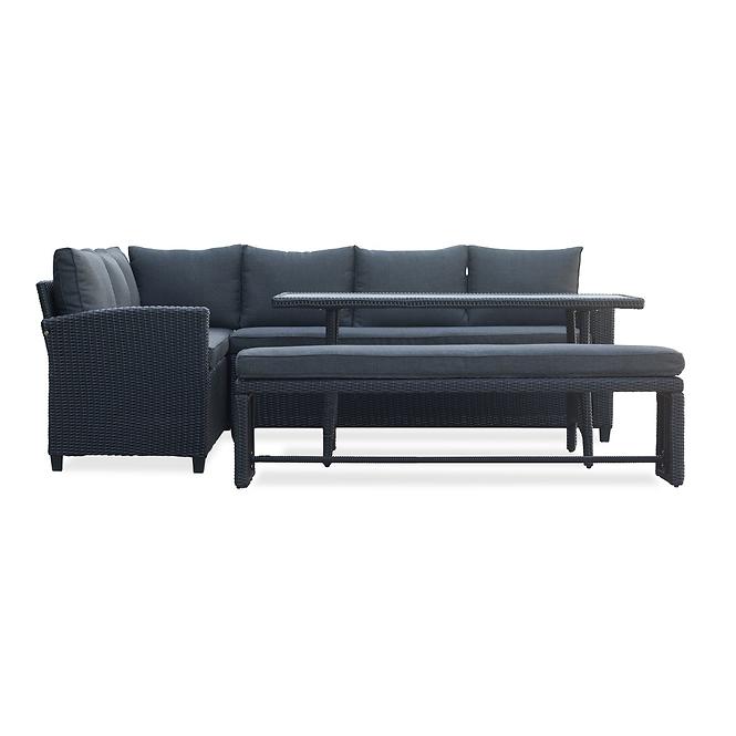 Vrtni set od umjetnog ratana Stockholm crna s klupom