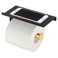 Držač toalet papira s policom wood crni 18x9.7x7.5cm