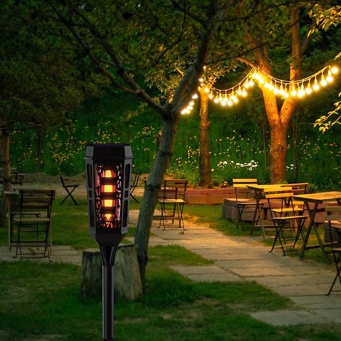 Solarna lampa 46810 Flame ažur Black