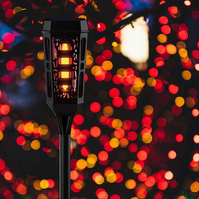 Solarna lampa 46810 Flame ažur Black