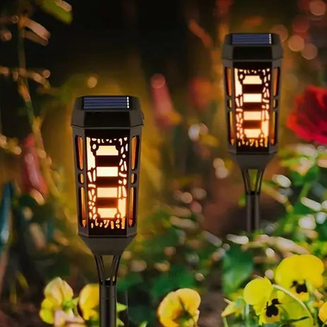 Solarna lampa 46810 Flame ažur Black
