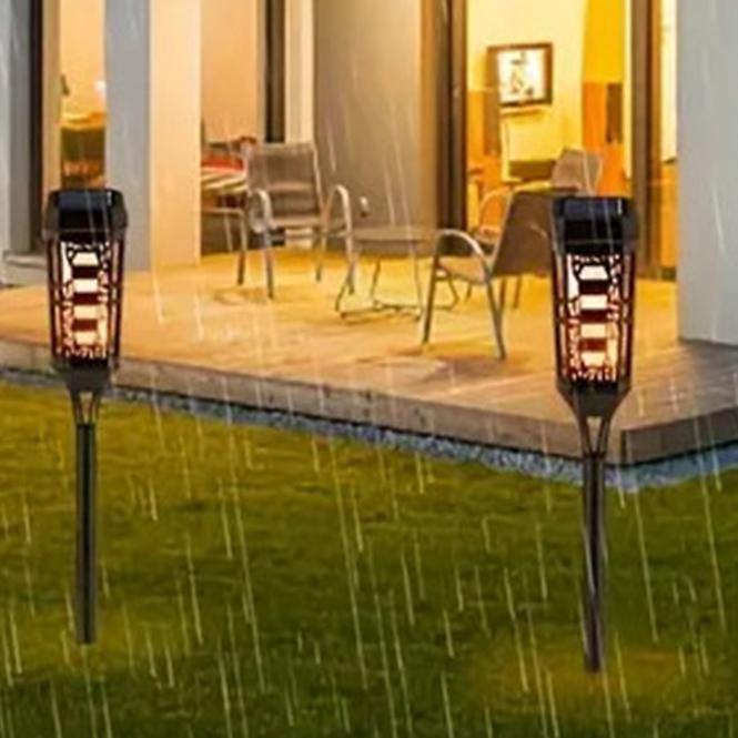Solarna lampa 46810 Flame ažur Black