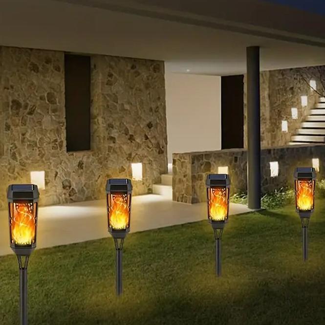 Solarna lampa 46810 Flame ažur Black