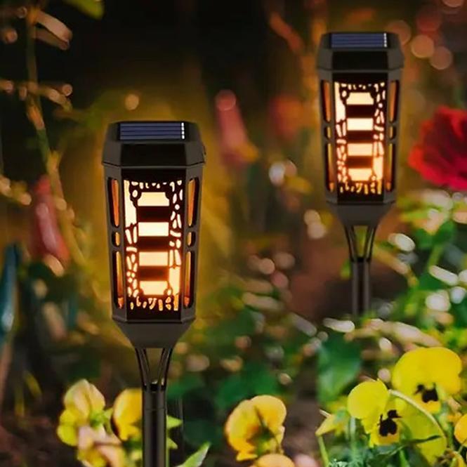 Solarna lampa 46810 Flame ažur Black