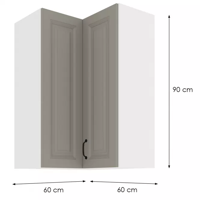 Kuhinjski ormarić Stilo claygrey/bijeli 60x60 GN-90 2F (90°),2
