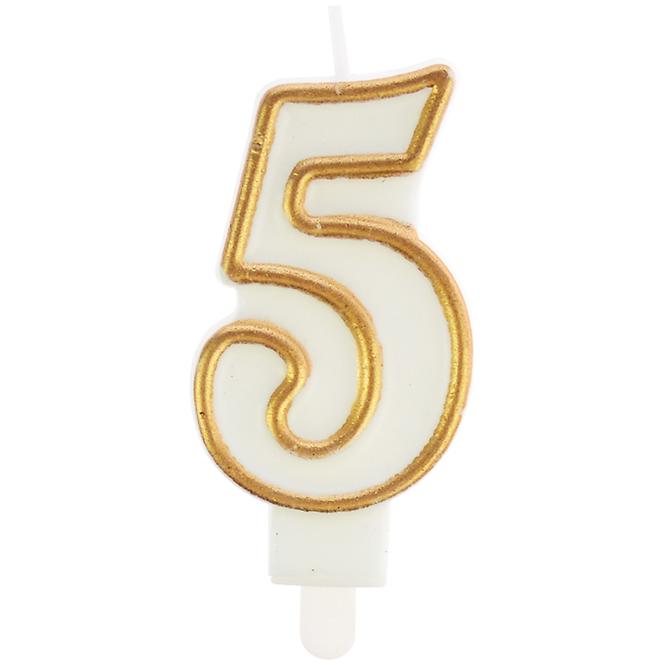 Svijeća broj 5 zlatna 7,5 cm