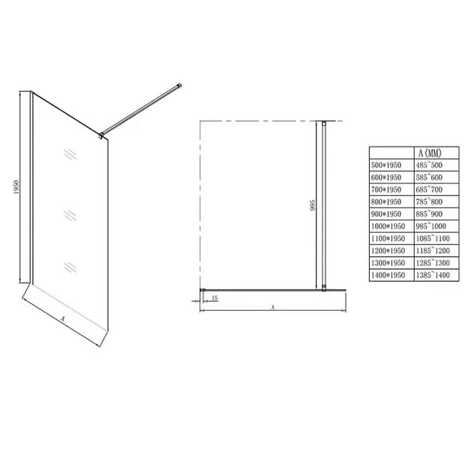 TUŠ STIJENA WALK-IN SOFT 130X195 CHROM,2