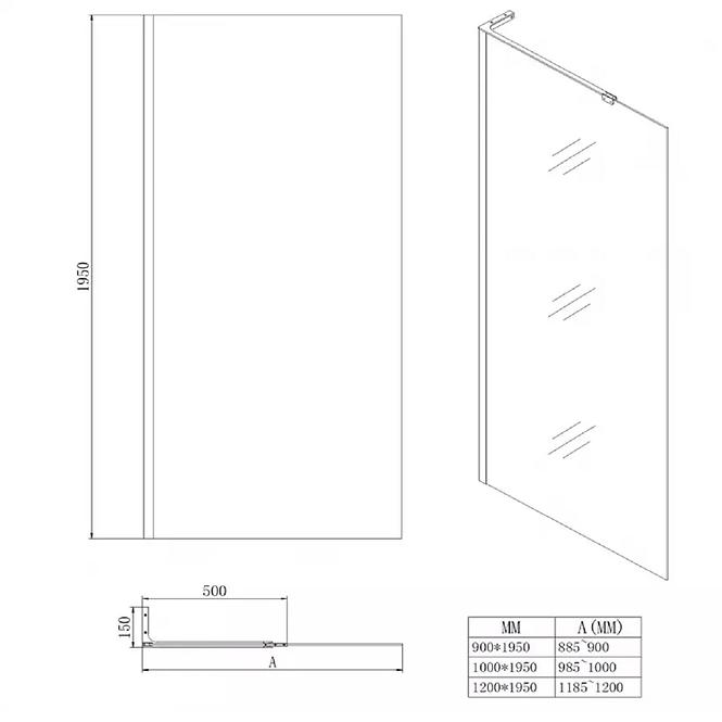 Tuš stijena walk-in Pik 90x195