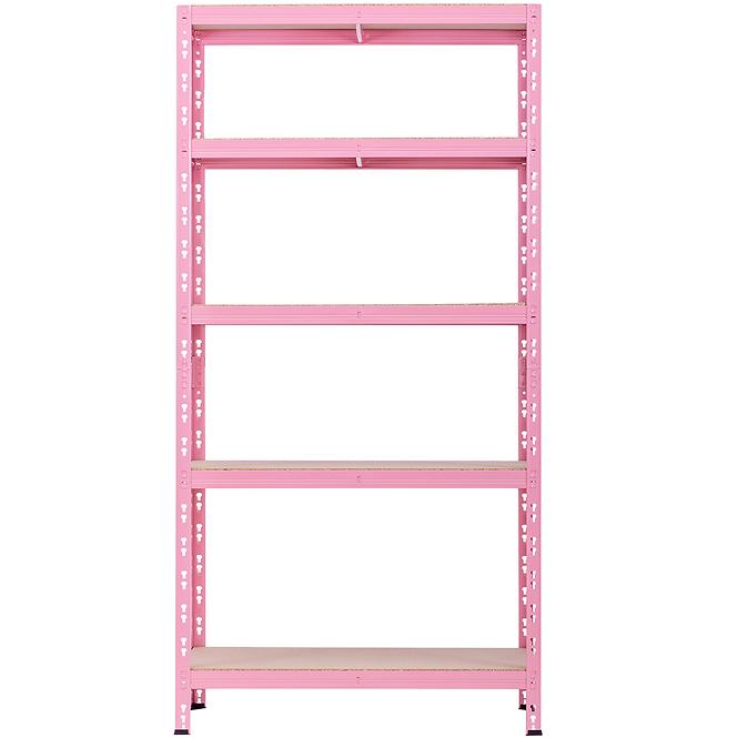 Metalni skladišni regal RNDU30-5 ružičasti 180x90x30cm - 5 polica/175kg