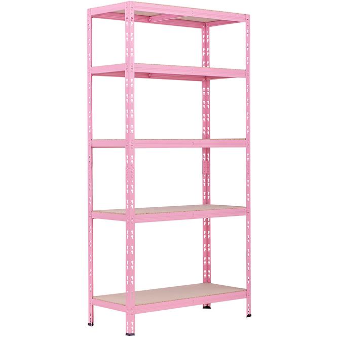 Metalni skladišni regal RNDU30-5 ružičasti 180x90x30cm - 5 polica/175kg
