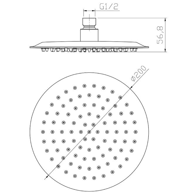 DES03 EOS GLAVA TUŠA TANAK 20 CM