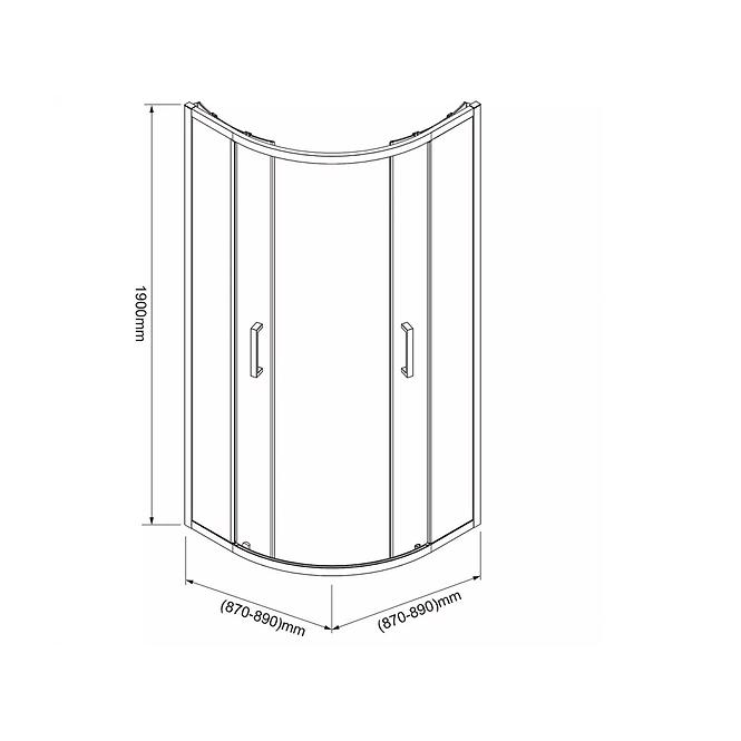 Polukruzna tuš kabina AURA 90X90X190 BLACK,2