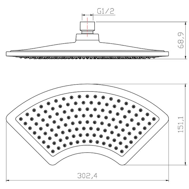 DES04 ORION GLAVA TUŠA 30x15cm