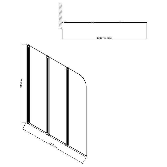 Paravan za kadu Natali Black 3 HX121