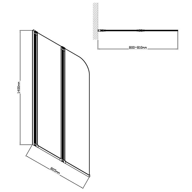 Paravan za kadu Natali Black 2 Hx121
