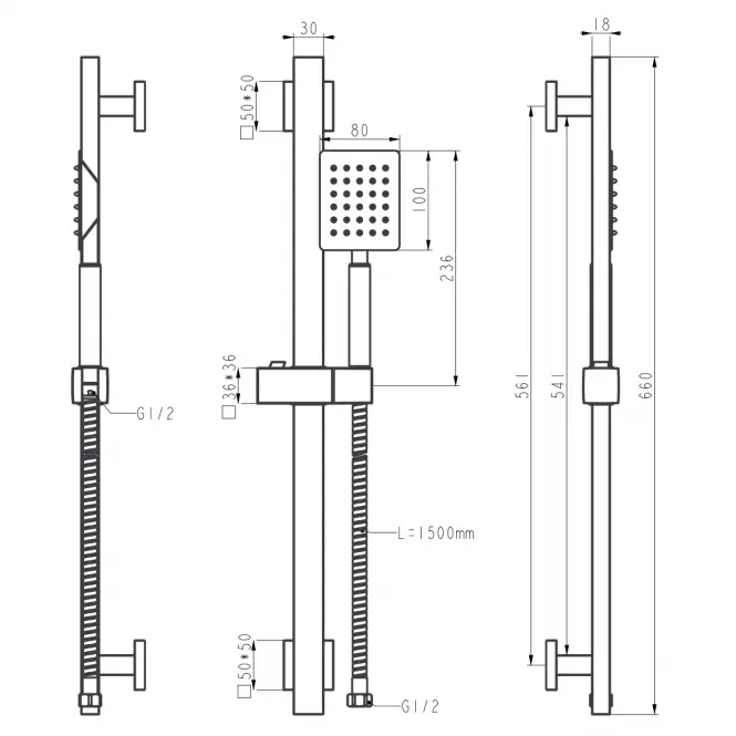 Set za tuš Remi X inox,2
