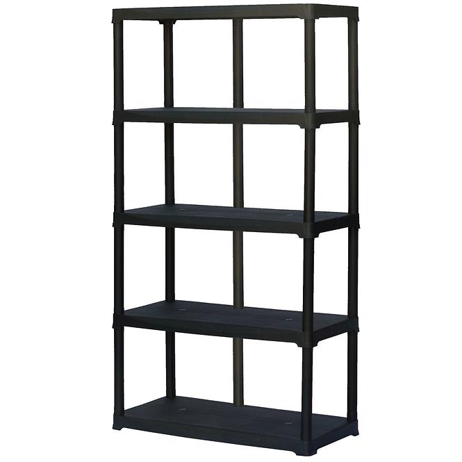 Plastični skladišni regal T100/5 crni 176x100x45cm – 5 polica/40kg
