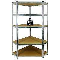 Metalni skladišni regal 0892 pocinčani, kutni 180x90x30cm – 5 polica/175kg