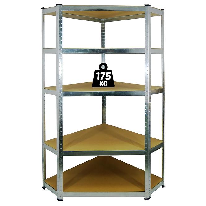 Metalni skladišni regal 0892 pocinčani, kutni 180x90x30cm – 5 polica/175kg