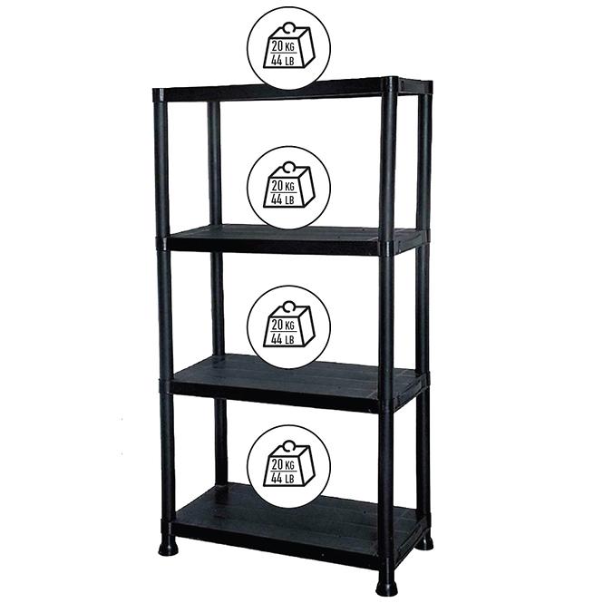 Plastični regal T60 60x30x138 cm crni