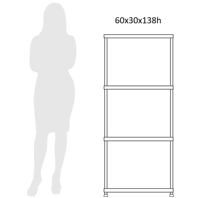 Plastični regal T60 60x30x138 cm crni