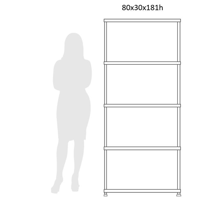 Plastični regal T80 80x30x181 cm crni