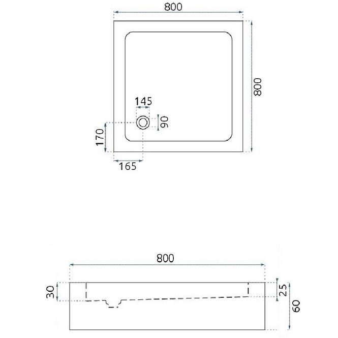 Rea-k1906 kvadratna tuš kada savoy white 80x80+syfon,3