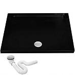 Rea-k4087 pravokutna tuš kada savoy black 80x100+syfon