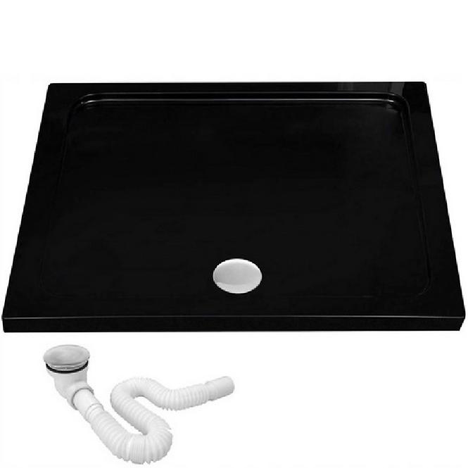 Rea-k4087 pravokutna tuš kada savoy black 80x100+syfon